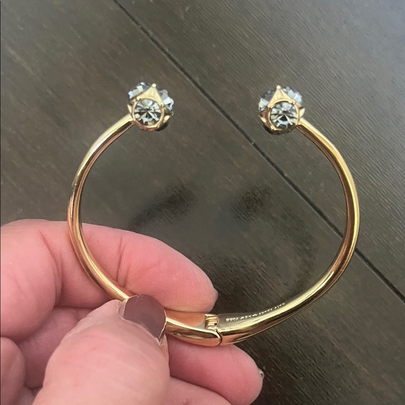 kate spade Jewelry - Gold-Tone Crystal Open Cuff Bracelet - Clear Crystal Accent